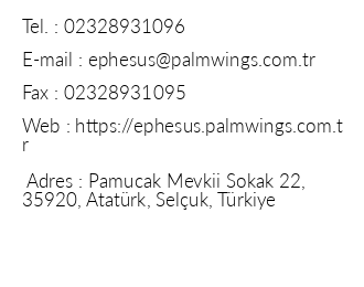Palm Wings Ephesus Hotel iletiim bilgileri
